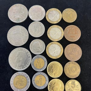 International Coin Collection - 19 Coins from Spain, France, Mexico, and More (1960s-1990s)