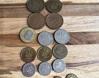 Vintage Polish Coin Lot, Mixed Poland Coins, Foreign Coin Collection, European Currency, Old Polish Zloty Set, Travel Souvenir Coins