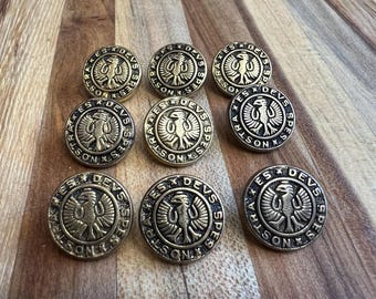 Vintage Hessian Soldier Buttons: Collectible Eagle Uniform Buttons, Set of 9