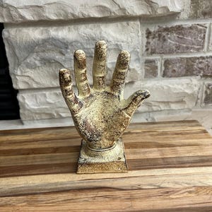 Vintage Cast Iron Hand Hook - Wall Mount Open Palm Sculpture, Distressed Antique Finish, Gothic Home Decor