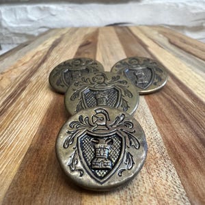 Four Vintage Military Buttons ~ Vintage Casa De Leon Knight with Castle