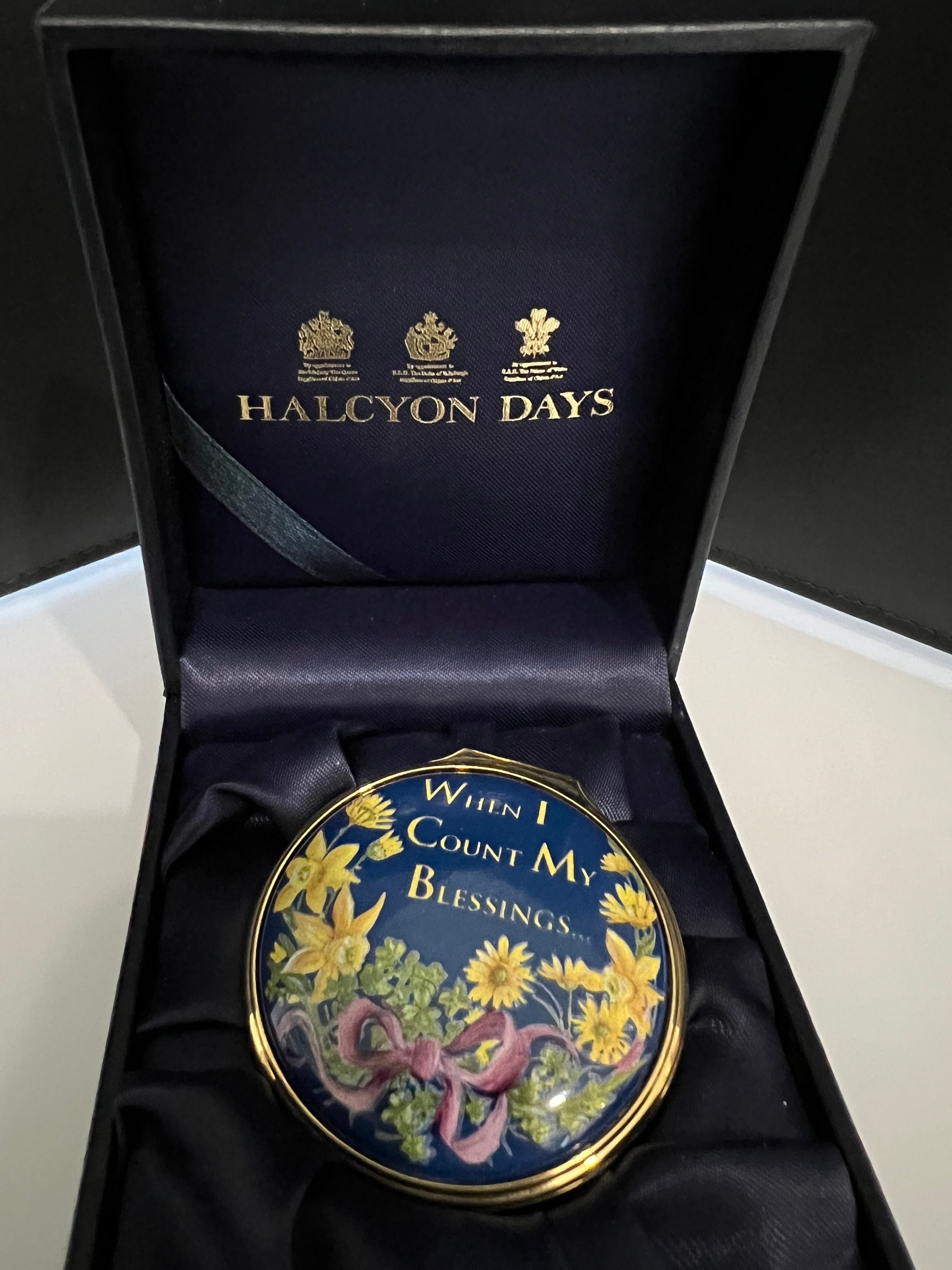 Halcyon Days Enamel Trinket Box: Count My Blessings, Floral