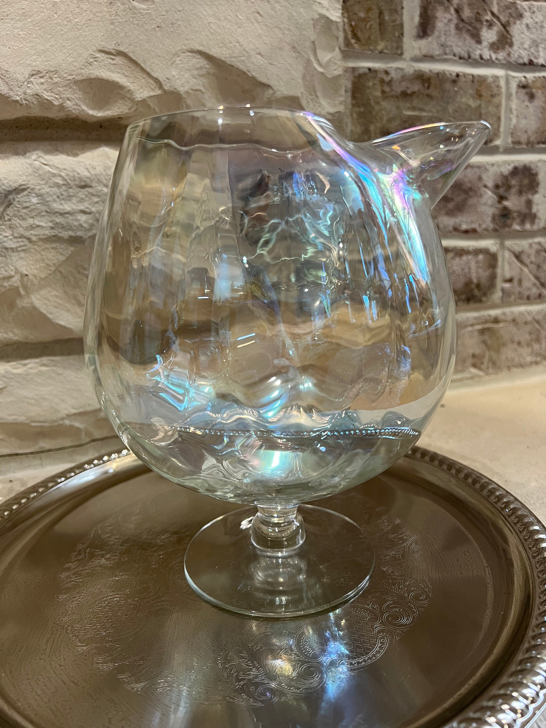 Bar Set Iridescent Brandy/scotch Decanter Snifter Set With 6 Matching