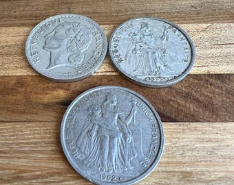 Vintage French 5 Franc Coins Lot | 1947, 1952, 1955 | World Coin Collection