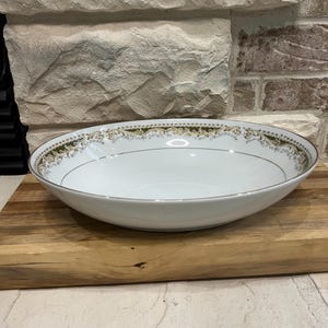 Queen Anne Serving Bowl with hand painted designs and Gold trim. Fine China Signature Collection 10.5&quot;