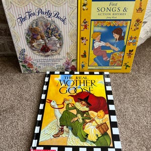Vintage Children&#39;s Book Set: Mother Goose, Tea Party, Action Rhymes