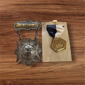 Pair of Religious Medals ~ PTHS Scholarship Medal ~ 1883 Chatholic Medal
