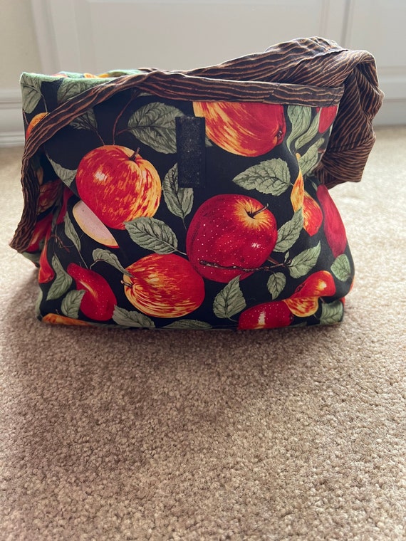Apple Shoulder Bag ~ Vintage Cloth Apple Purse ~ A