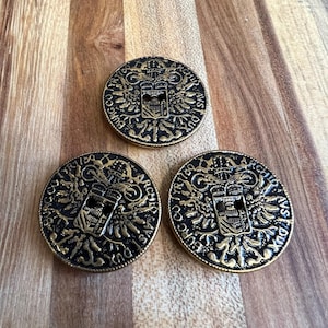 Coat of armor military buttons ~ Three military uniform buttons ~ Collectable Buttons for crafts or sewing