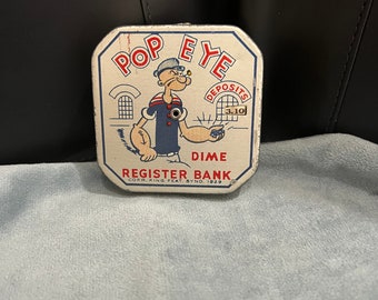 Vintage Popeye Dime Bank from 1950's ~  Popeye The Sailor Man Bank ~ Popeye for collectors ~ Rare Find! ~ Memorabilia
