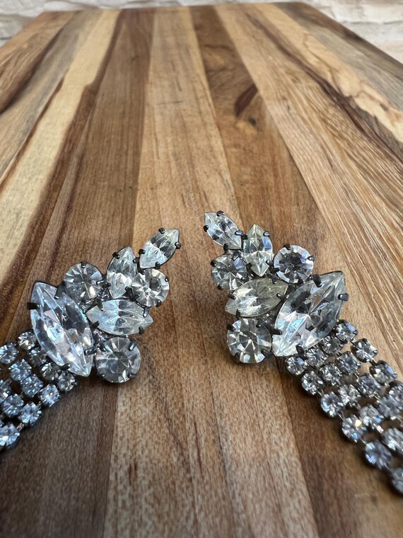 Rhinestone Dangle Earrings: Vintage Hollywood Gla… - image 8