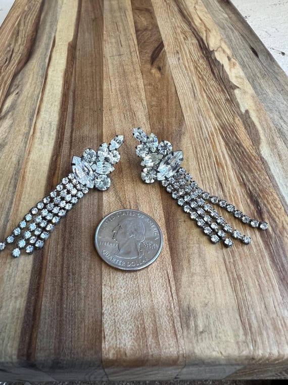 Rhinestone Dangle Earrings: Vintage Hollywood Gla… - image 10