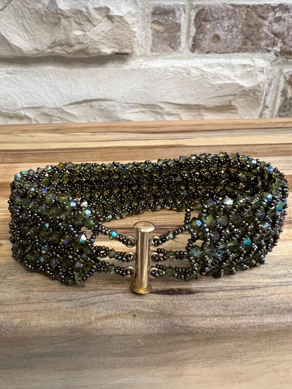 Handmade Rhinestone Cuff Bracelet: Vintage Statem… - image 7