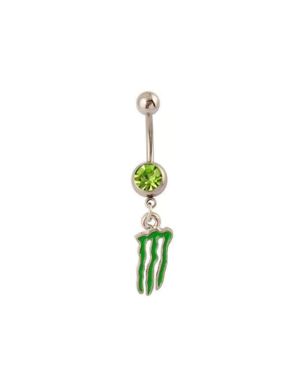 Moonstone Cosmetix Monster Energy Belly Ring Navel Piercing - Monster Energy Gold Pendant Moonstone Cosmetix Monster Energy Belly Ring Navel Piercing - Monster Energy Gold Pendant