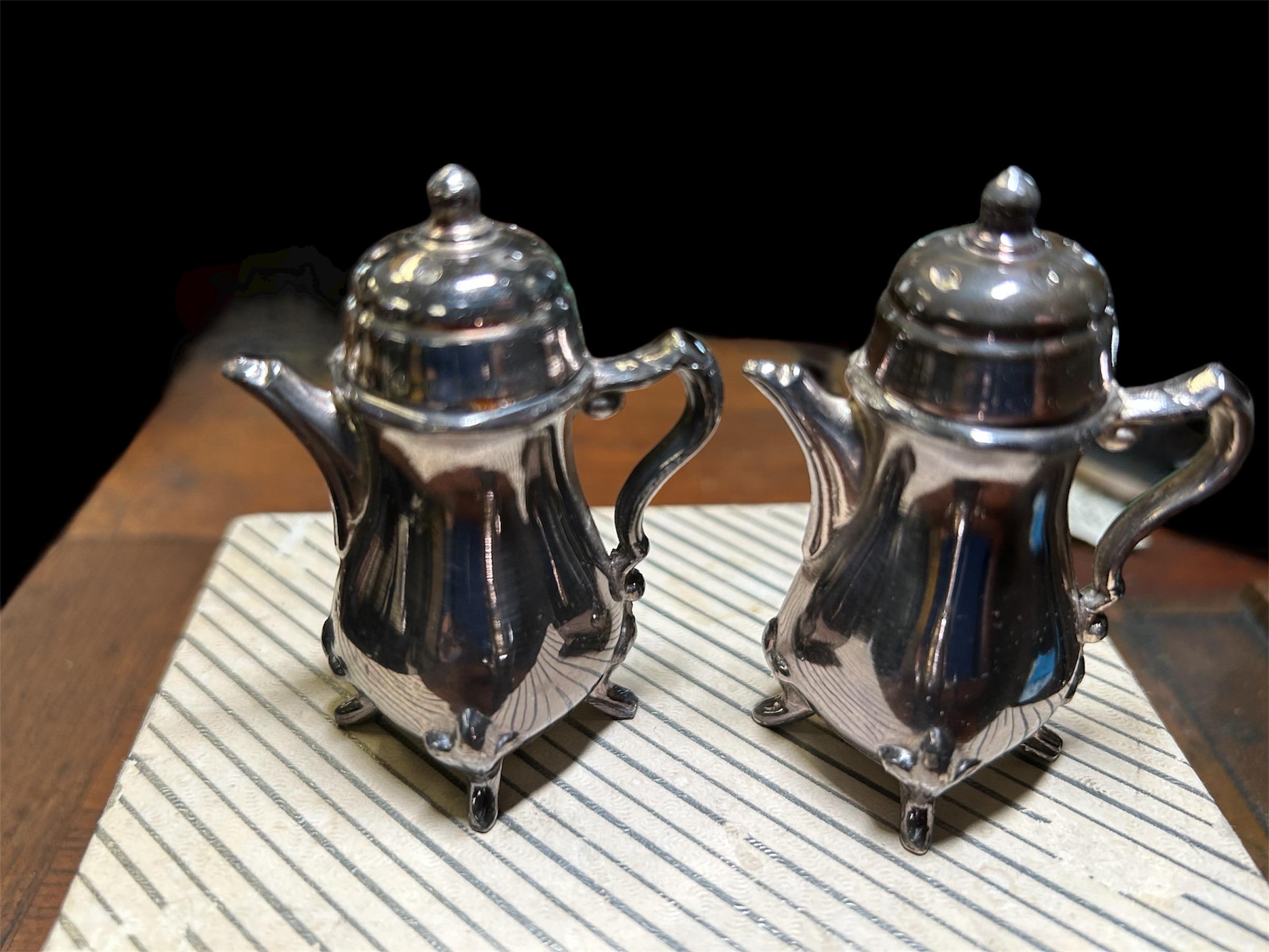 お値下げアールヌーボー風シルバーティー３点セット ヴィンテージ Nu-Trend シルバープレート ティーポットセット、塩