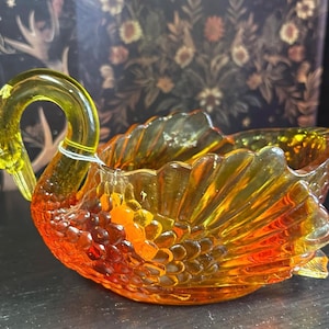 Uranium Glass Swan - Etsy