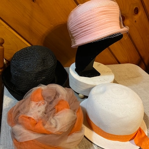 Vintage 60s Womens Hats, Brunch hat, Costume hats, Tea hats