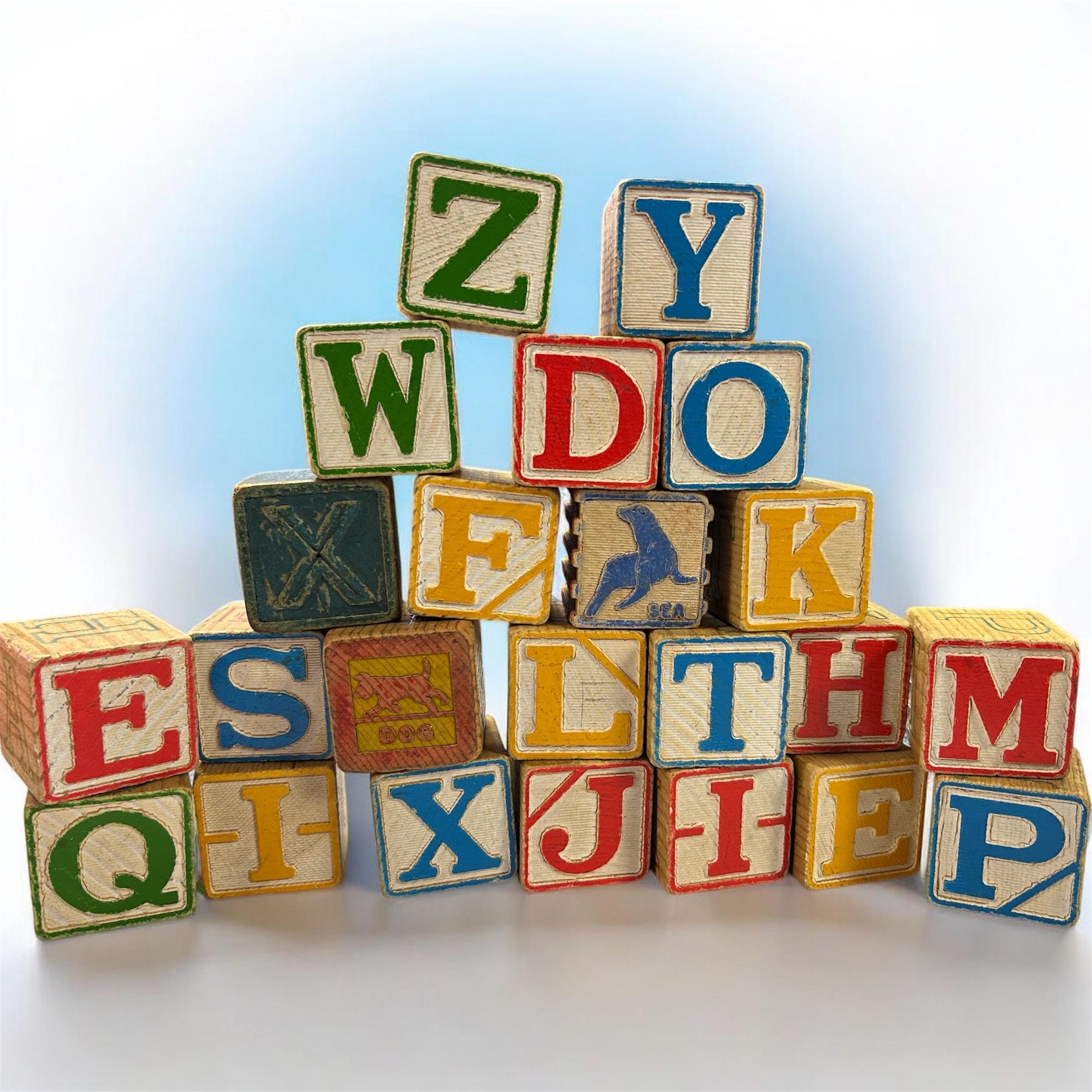 Antique Vintage Children's Wooden Alphabet Blocks - Etsy