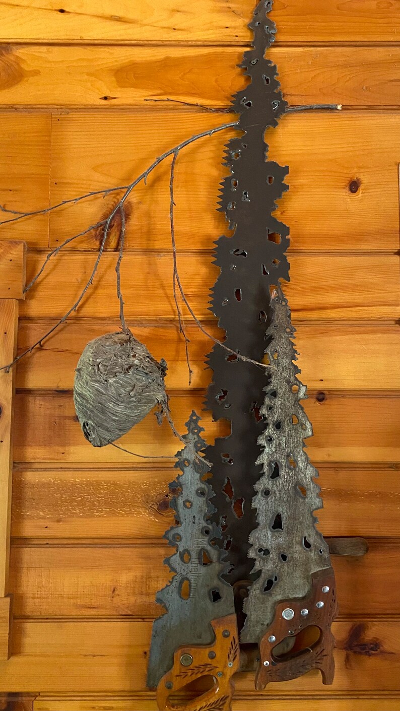 Photo inspiration: Visual Reference: Hand Cut Tree Feather Saws Recycled Metal Wall Art Vintage