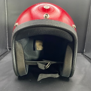 Vintage New in box 1970’s Red Metalflake 3/4 Motorcycle/Snowmobile Helmet Valiant-The A Line