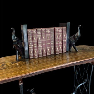 Vintage book set, The Children&#39;s Classics (c) 1927, wine and gold book decor, 8 books