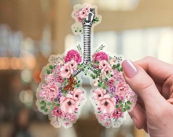 Respiratory Therapist vinyl stickers, bloom lungs colorful, Human anatomy stickers,pulmonary,scienze, medical students gift,matt