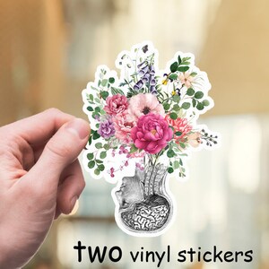 Spring floral Human anatomy pink flowers,vinyl stickers,science stickers, scienze student gift,medical students,watercolor art, matt