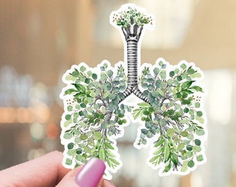 Floral Lungs Vinyl Sticker, Respiratory Therapist Gift