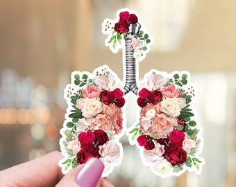 Flowers lungs roses vinyl stickers, Respiratory Therapist,pulmonary, Human anatomy, scienze,medical students gift,matt stickers