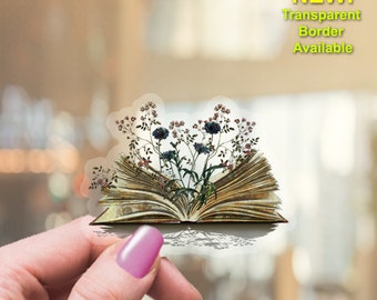Floral book vinyl stickers,Flowers books,book stickers,books lover,bookish Sticker,book lover gift, bookish Merch,Kindle Sticker
