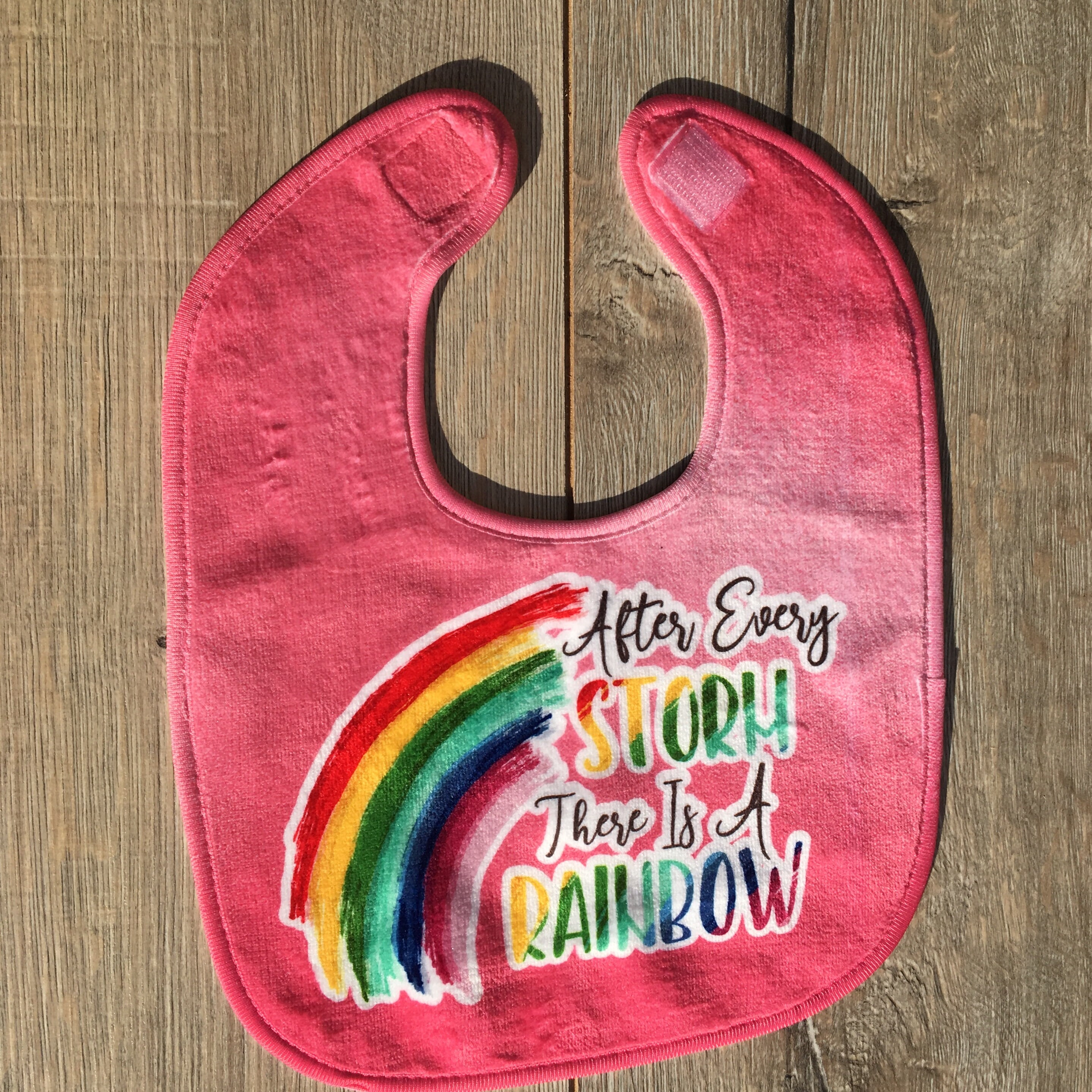 After every storm comes beautiful rainbow here I am embroidered baby bandana bib After every storm comes beautiful rainbow here I am embroidered baby bandana bib