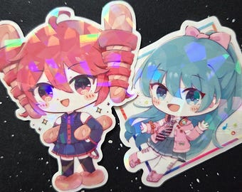 Vocaloid / SynthV — Rainbow Holographic 3" Clear Border Stickers