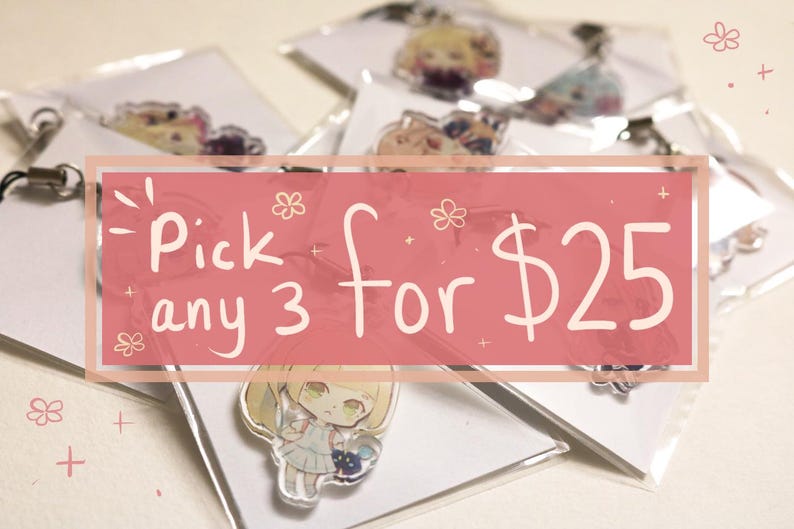 Set of ANY THREE 1.5" Double Sided Acrylic Charms image 1