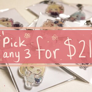 Set of ANY THREE 1.5&quot; Double Sided Acrylic Charms