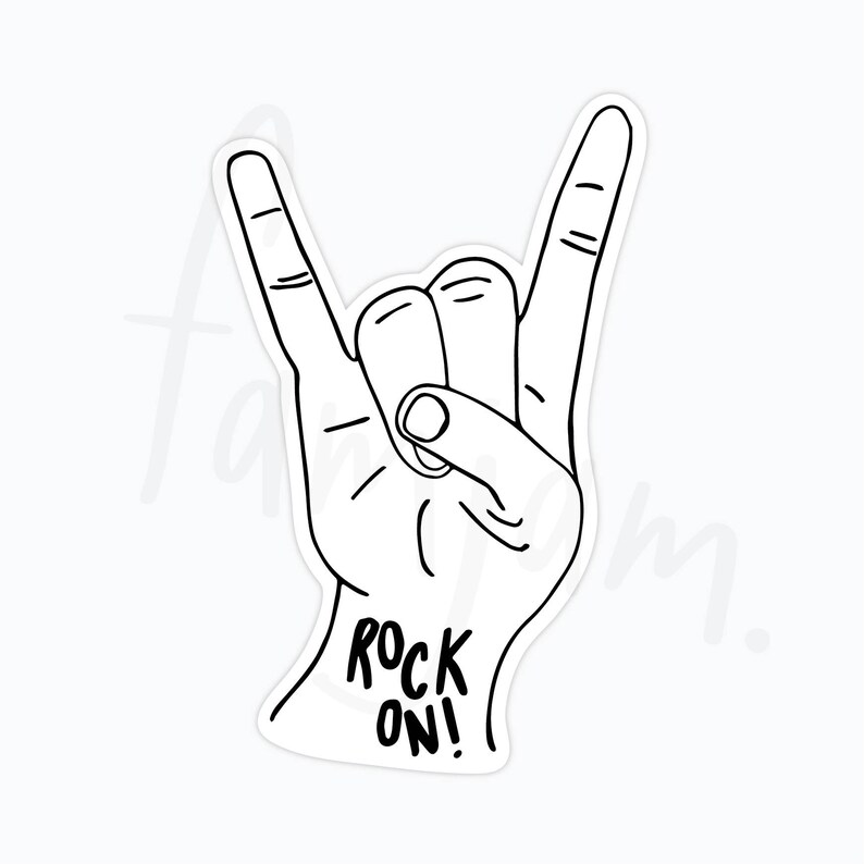 Rock on Sticker. Rock on Hand. Vinyl Sticker. Laptop Sticker. Etsy