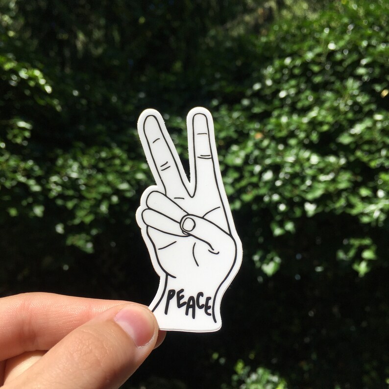 Peace Sign Sticker. Peace Hand Vinyl Sticker. Laptop Sticker. | Etsy