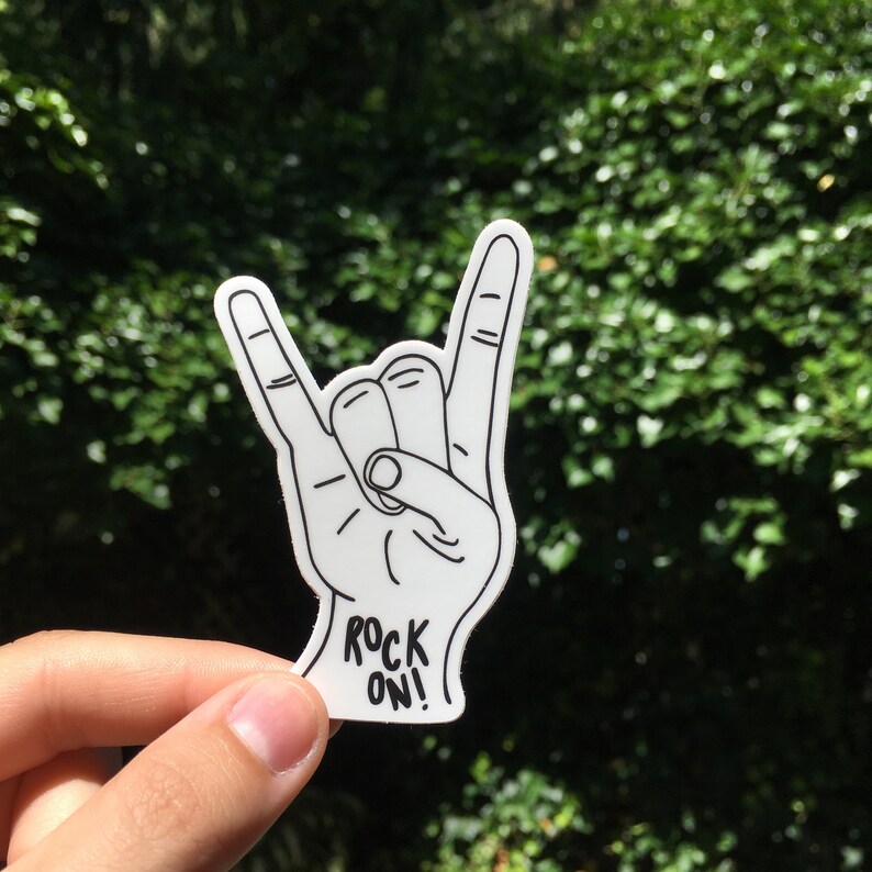 Rock on Sticker. Rock on Hand. Vinyl Sticker. Laptop Sticker. Etsy