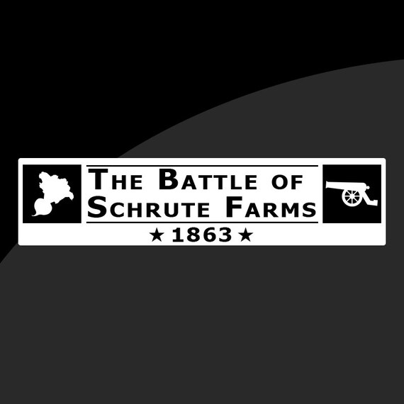 the battle of schrute farms bumper sticker decal dwight etsy the office bumper stickers