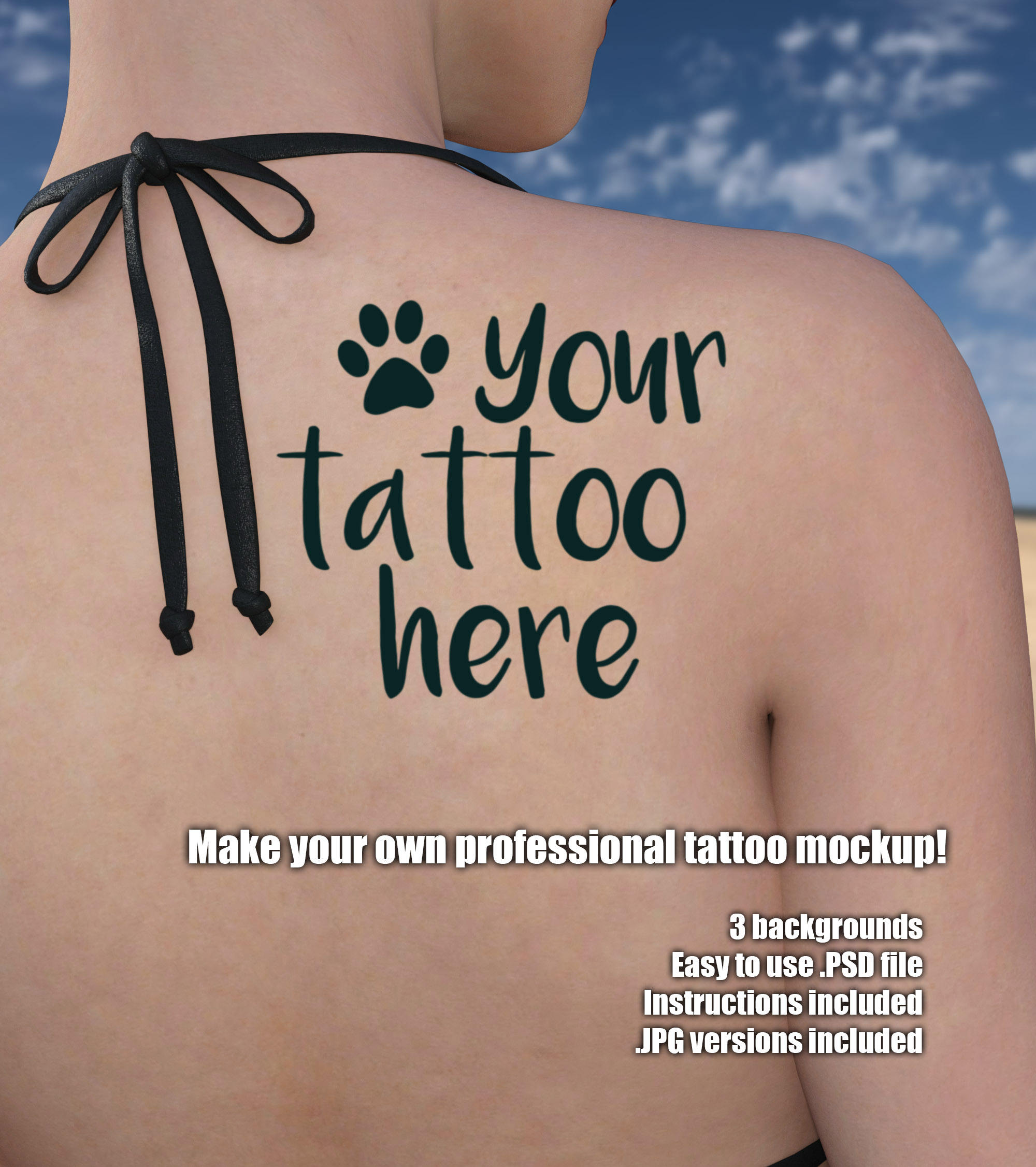 Download Temporary Tattoo Mockup Shoulder Photoshop Template Etsy
