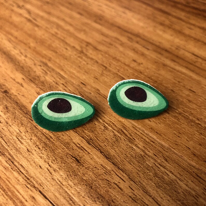 Avocado earrings Perfect gift or cute accessory Avo fruit vegetable cartoon drawing hand made plastic jewellery earrings Fast shipping.