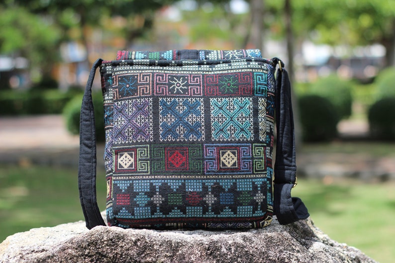 Boho Messenger Bag Hmong Bag Hippie Crossbody Bag Cross Etsy