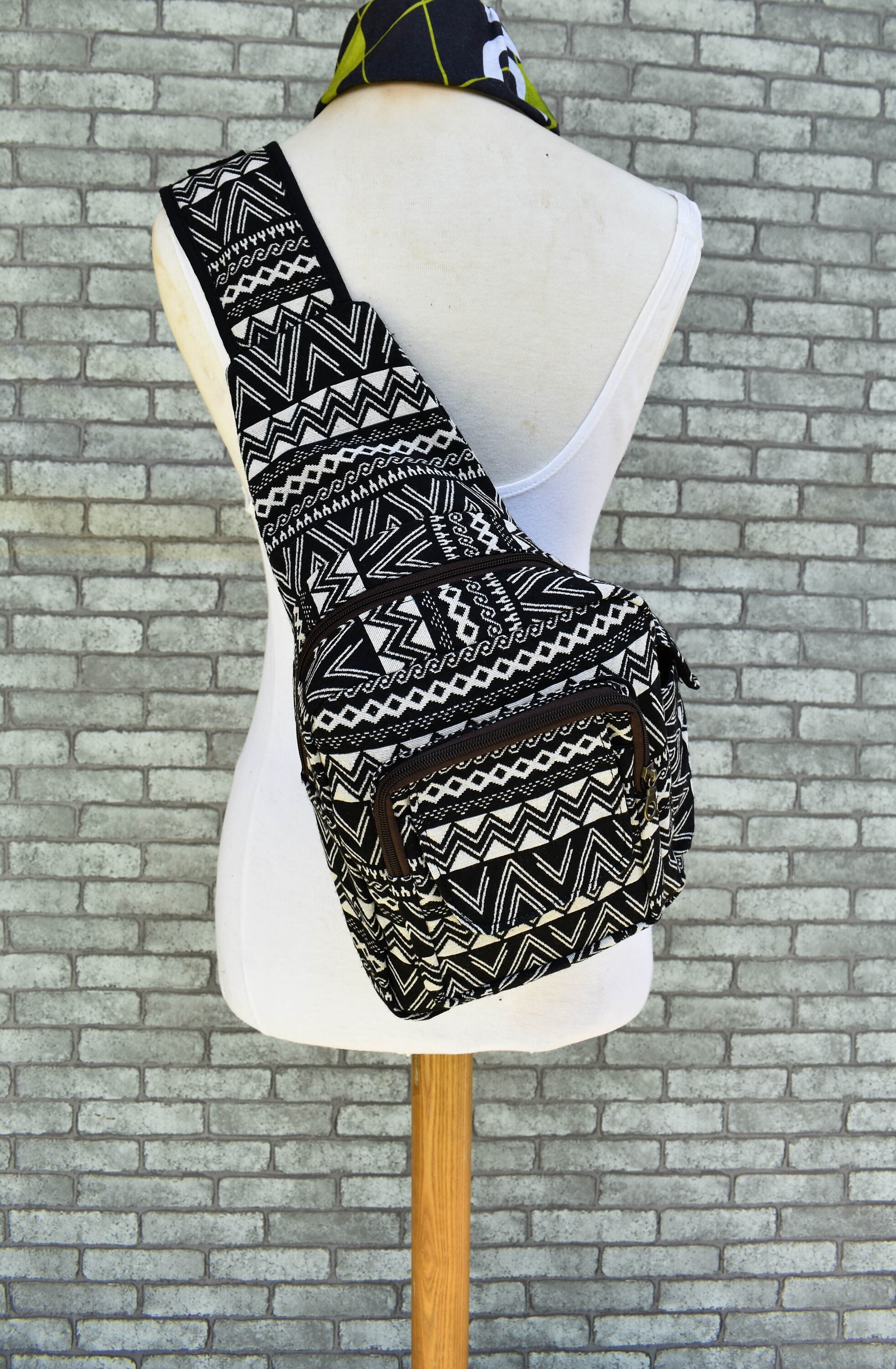 Black And White Backpack Geometric Backpack Hippie Backpack Etsy