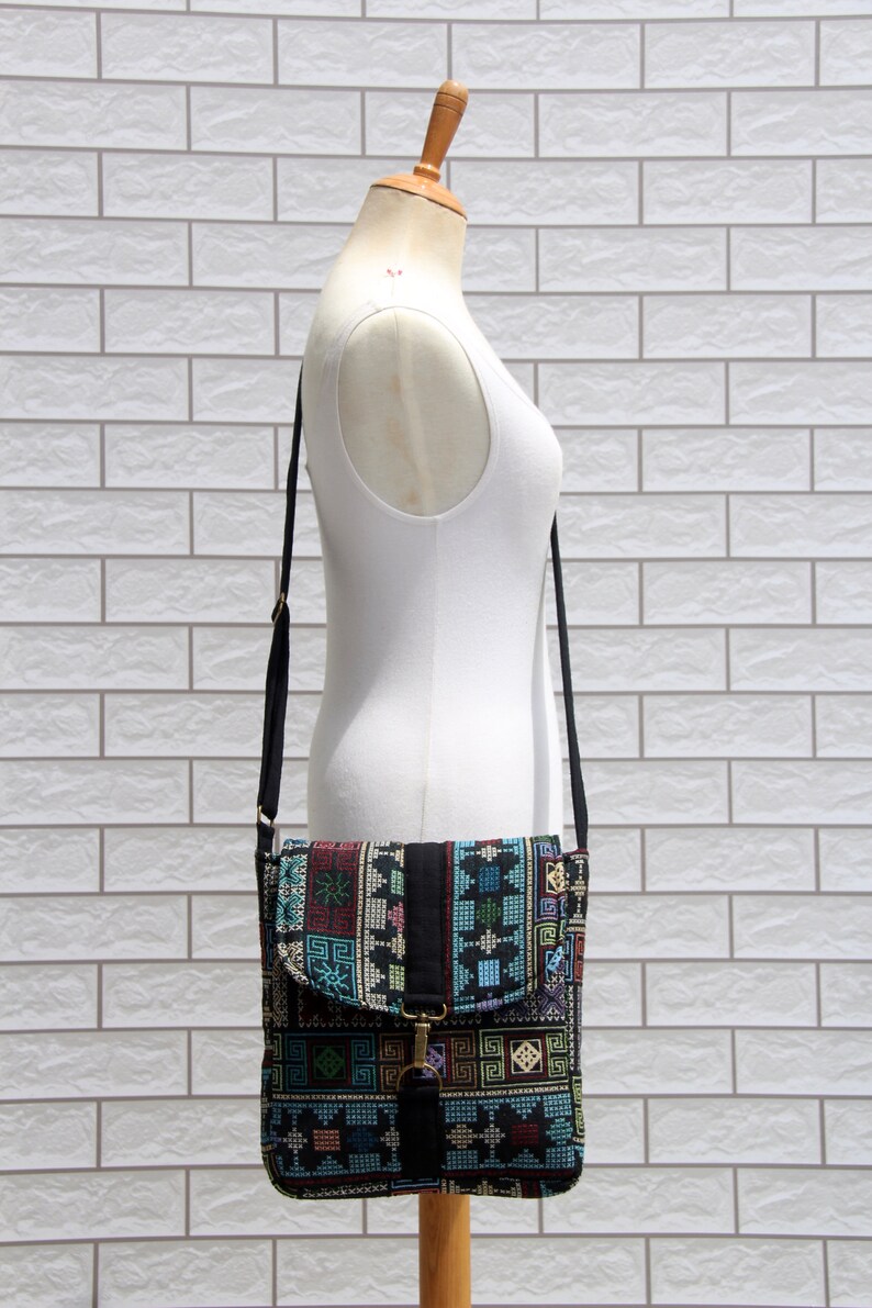 Boho Messenger Bag Hmong Bag Hippie Crossbody Bag Cross Etsy