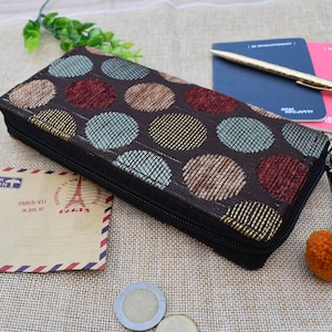 Cartera con cremallera Boho, Cartera de estilo vintage, Cartera de tela larga, Monedero de embrague Boho, Cartera de embrague Boho, Cartera de algodón