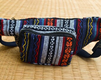 Fanny Packs for Men, Tribal Mayan Aztec, Zipper Pocket, Ethnic Waist Travel Belt , Rave Festival Fanny Pack