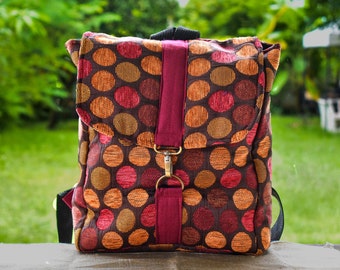 Colorful Fabric Backpack, Modern Pattern,  Ethnic Rucksack, Hippie Square Backpack, School Backpack, Vegan Backpack, Gift for Christmas