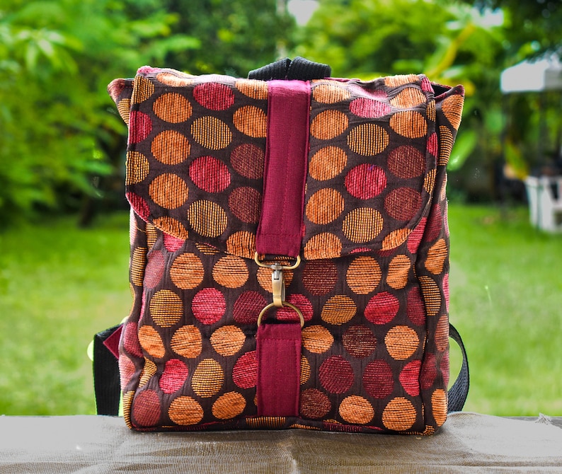 Colorful Fabric Backpack Modern Pattern Ethnic Rucksack Etsy