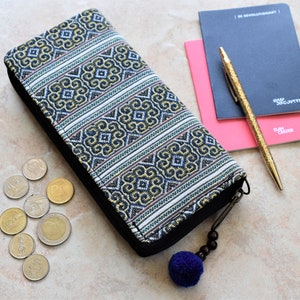 Boho carteira feminina porta-moedas e pingente de pompom - Boho Clutch carteira feminina, bolsa geométrica Boho chique, carteira para iPhone estilo vintage