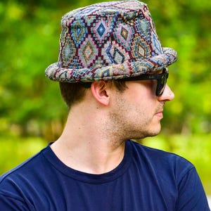 Diamond Pattern Boho Bucket Hat: Festival Funky Hat