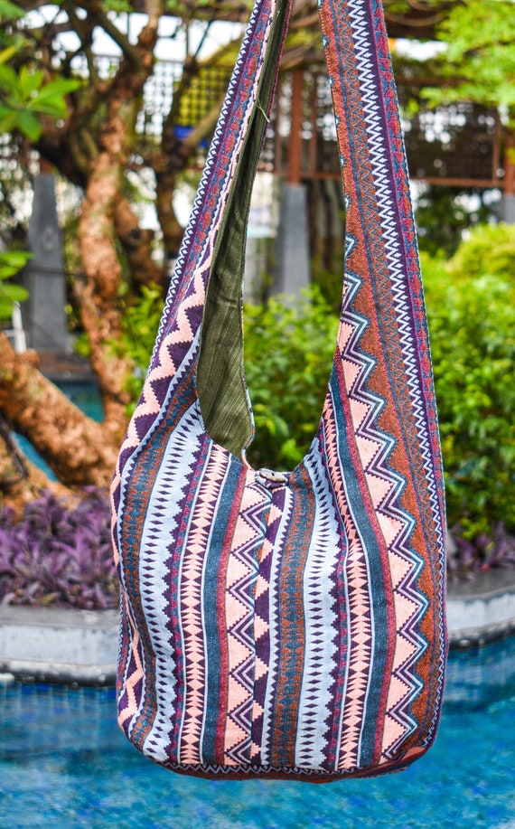 Crossbody Hippie Bag Geometric Lined Sling Bag Boho | Etsy